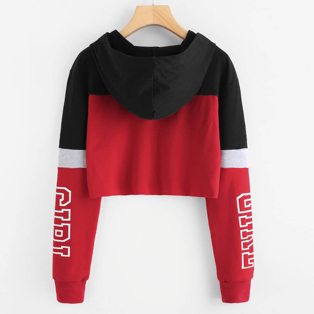 Harajuku Women Streetwear Letter Crop Hoodie