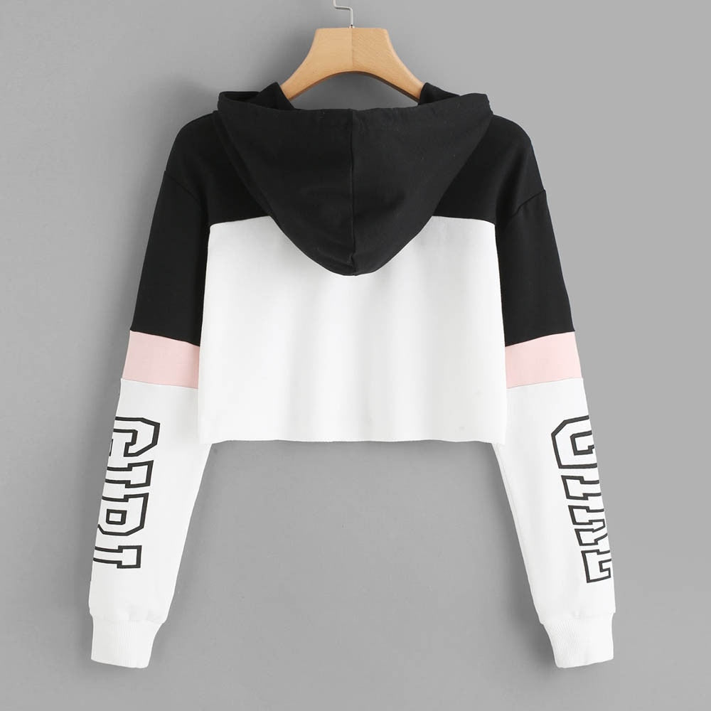 Harajuku Women Streetwear Letter Crop Hoodie