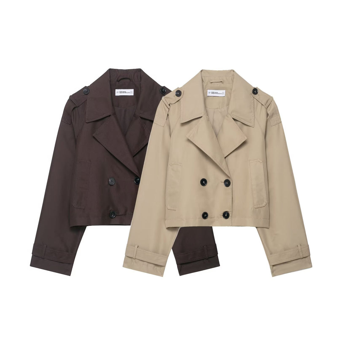 Casual Double-Breasted Short Trench Coat for Women