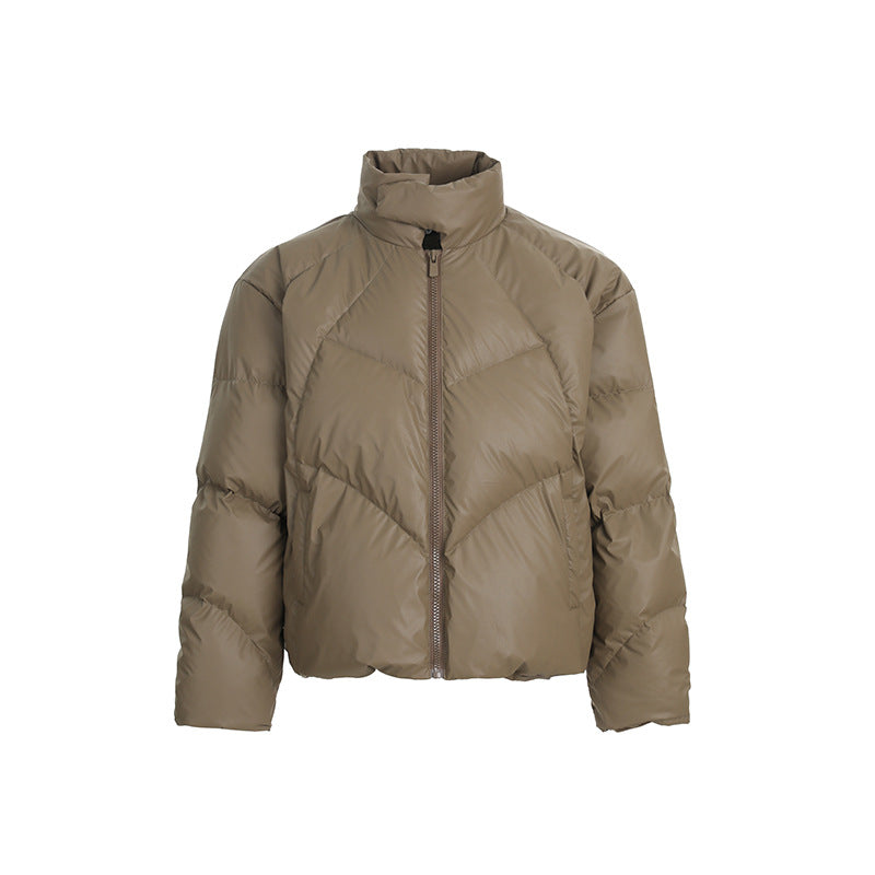Deconstructed panel warm short puffer