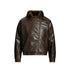Fur-lined leather jacket motorcycle puffer coat