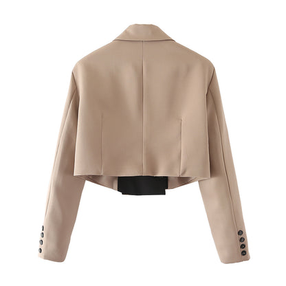 Womens Colorblock Cropped Blazer