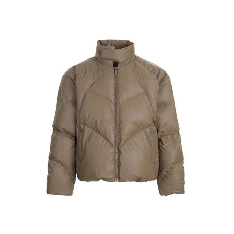 Deconstructed panel warm short puffer