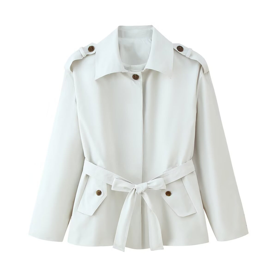 Womens Loose Short Trench Coat with Belt