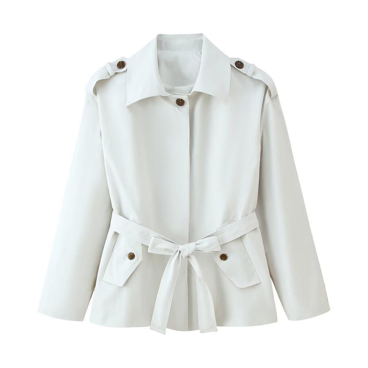 Womens Loose Short Trench Coat with Belt
