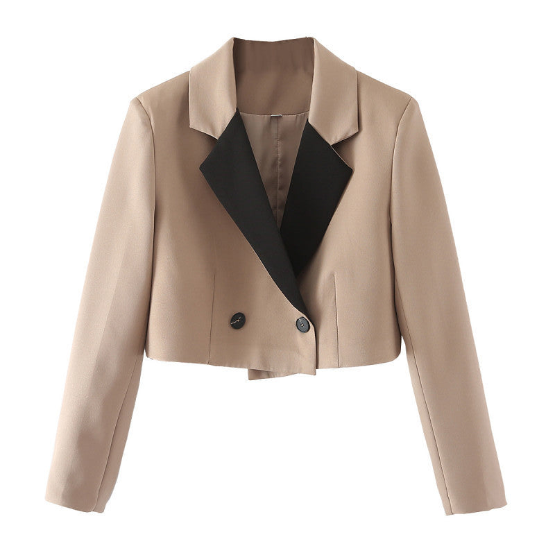 Womens Colorblock Cropped Blazer