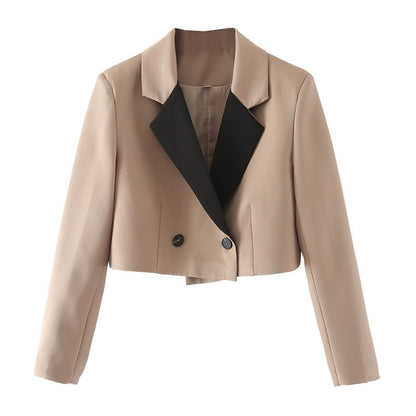 Womens Colorblock Cropped Blazer