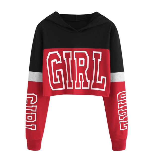 Harajuku Women Streetwear Letter Crop Hoodie
