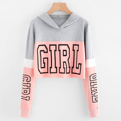 Harajuku Women Streetwear Letter Crop Hoodie