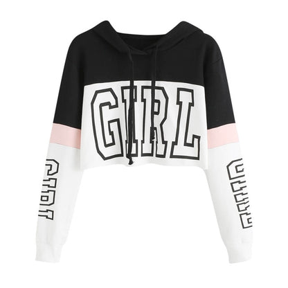 Harajuku Women Streetwear Letter Crop Hoodie