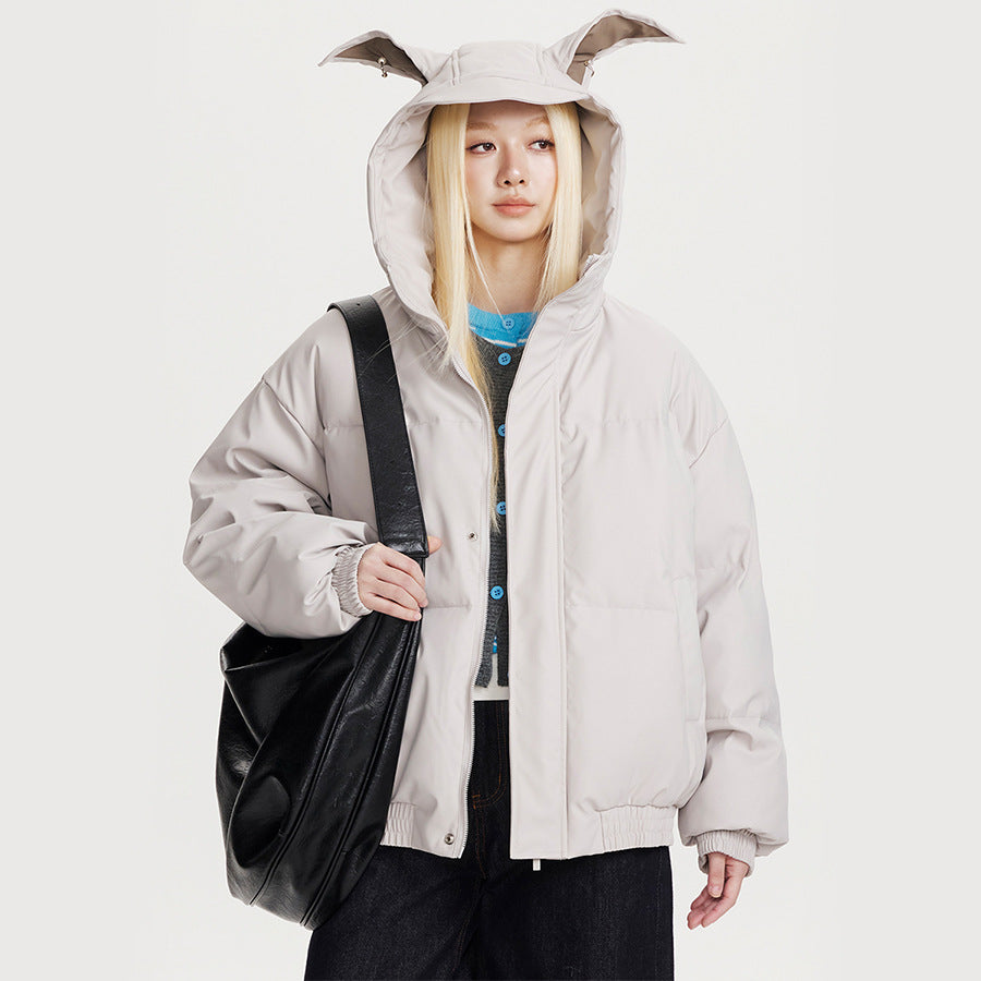 Hooded winter warm short jacket