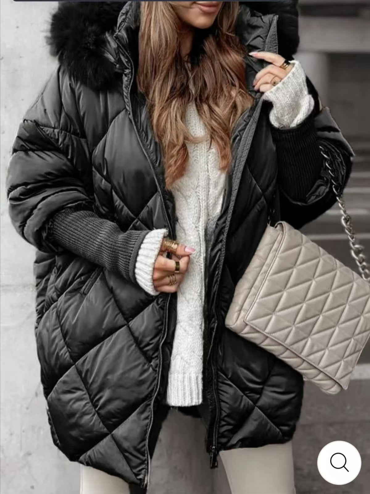 Womens winter hooded cardigan jacket