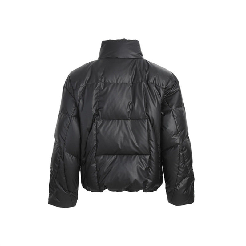 Deconstructed panel warm short puffer