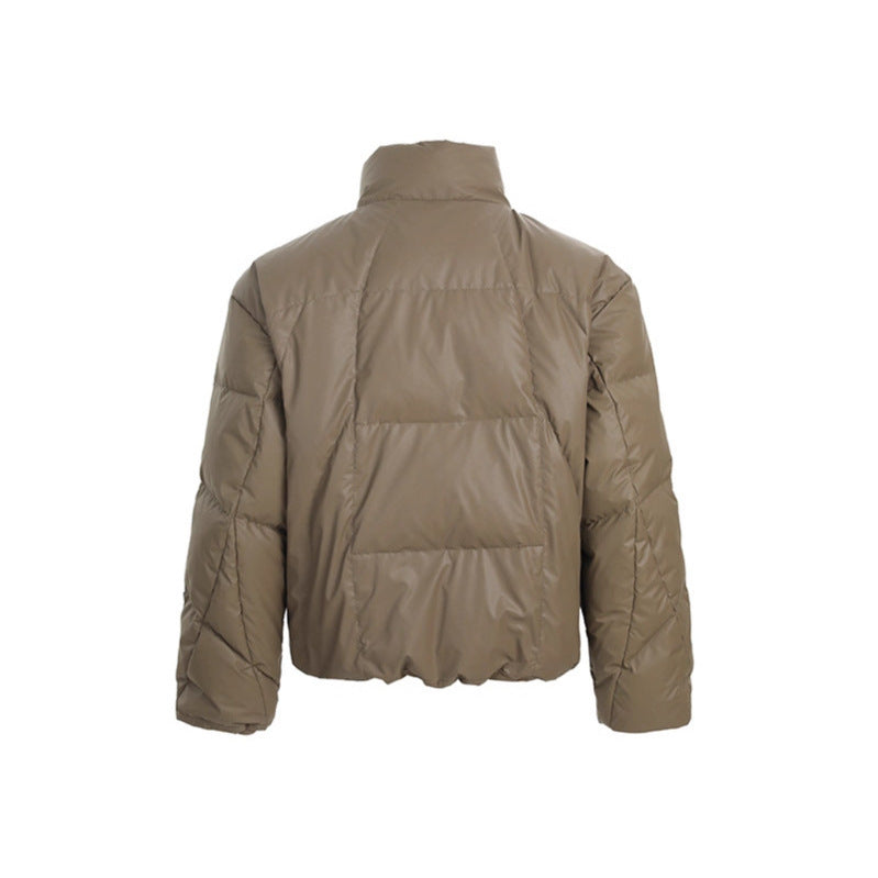 Deconstructed panel warm short puffer