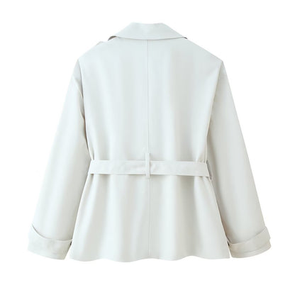 Womens Loose Short Trench Coat with Belt