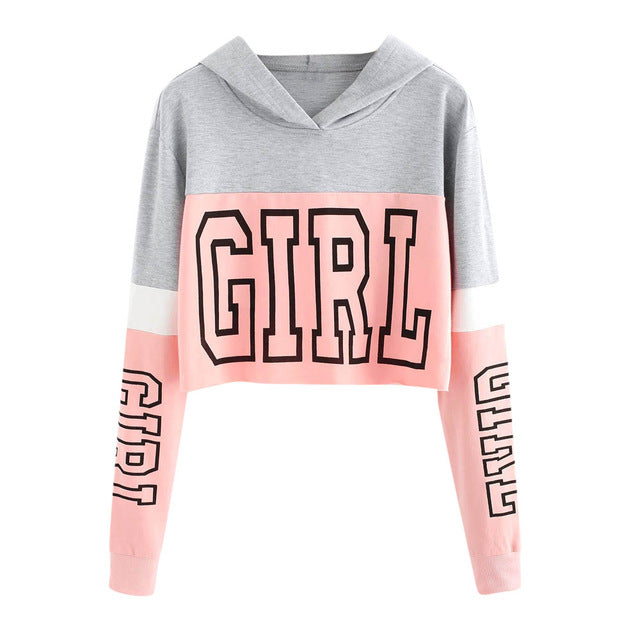 Harajuku Women Streetwear Letter Crop Hoodie