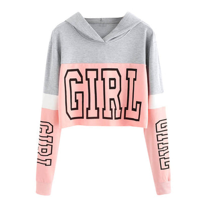 Harajuku Women Streetwear Letter Crop Hoodie