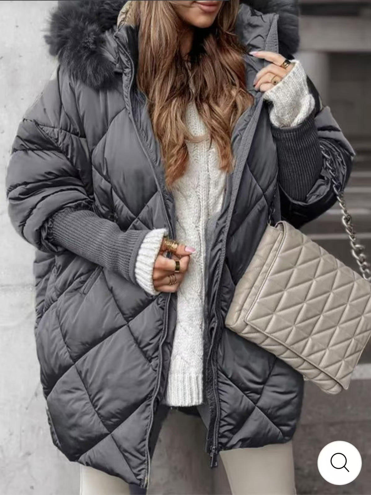 Womens winter hooded cardigan jacket