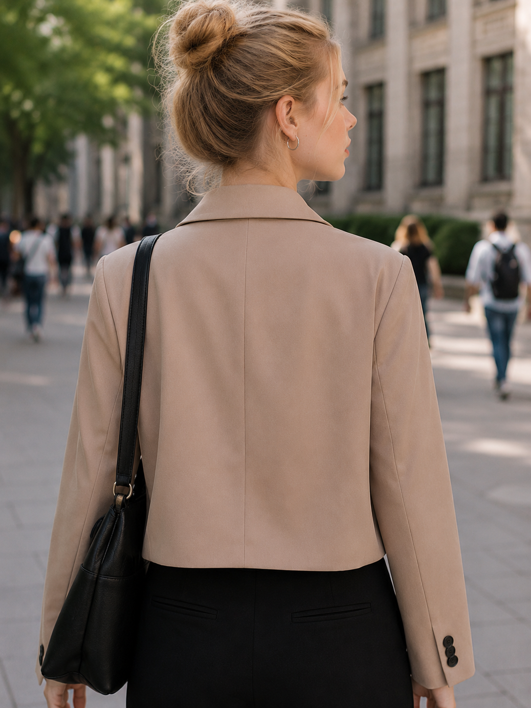 Womens Colorblock Cropped Blazer