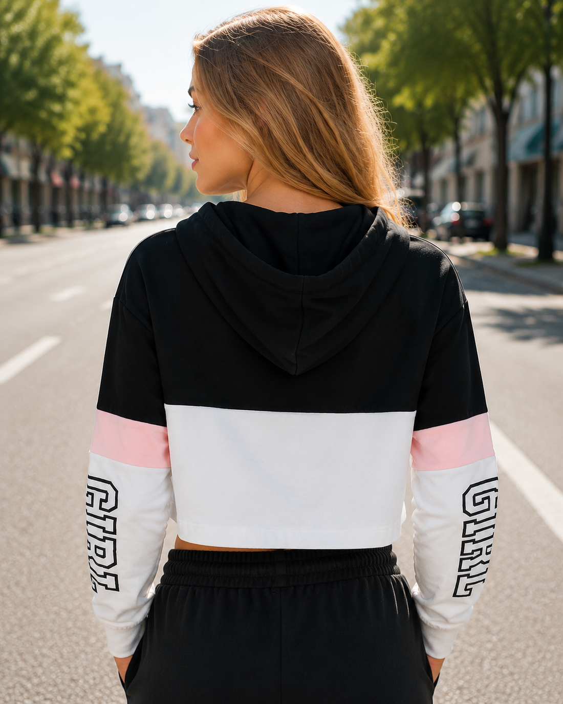 Harajuku Women Streetwear Letter Crop Hoodie
