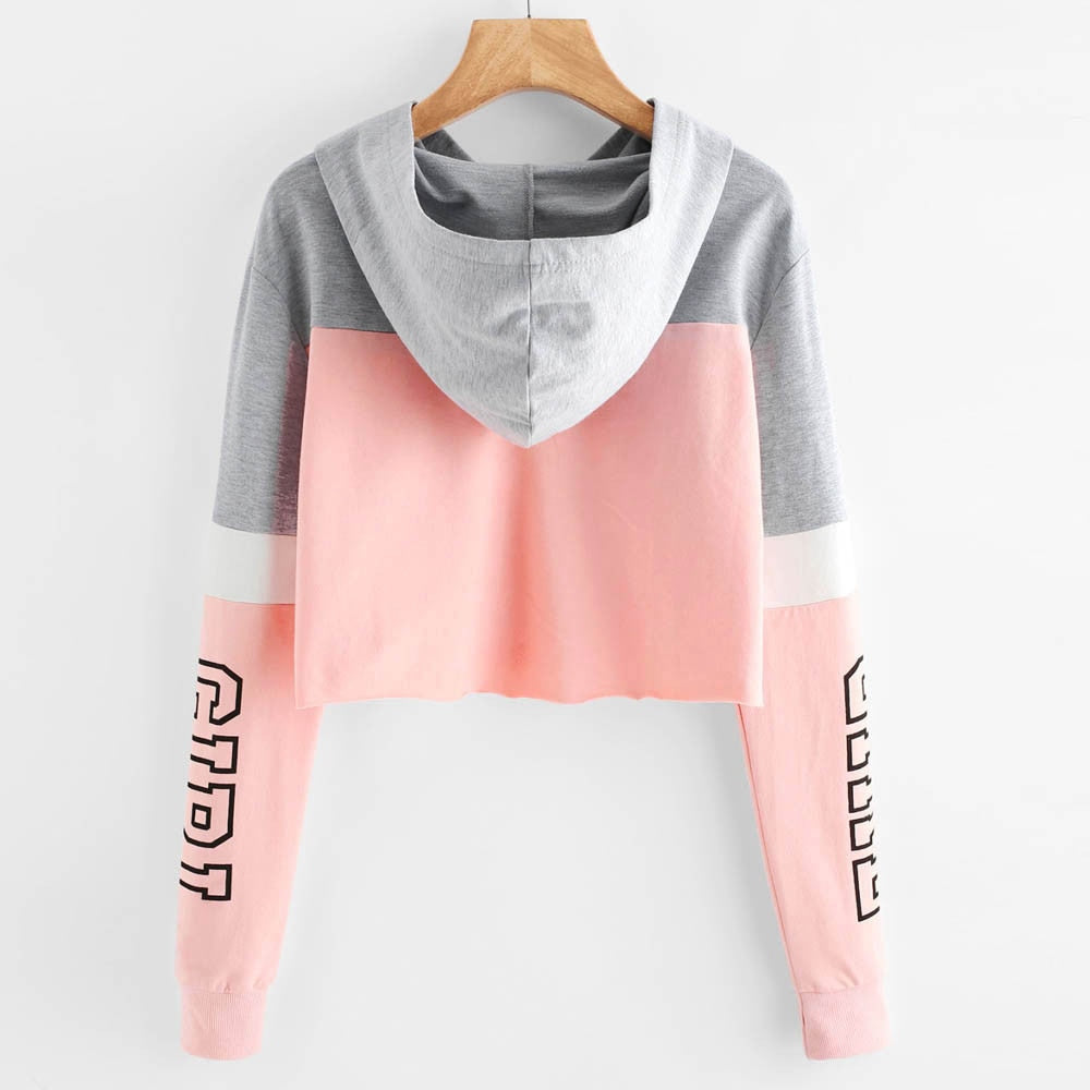 Harajuku Women Streetwear Letter Crop Hoodie