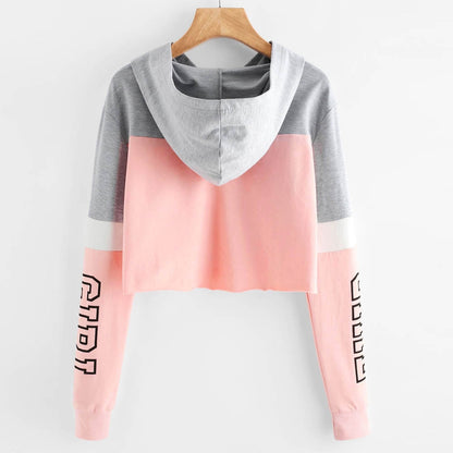 Harajuku Women Streetwear Letter Crop Hoodie