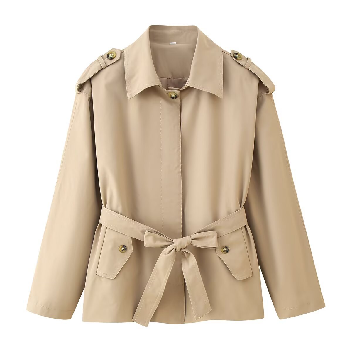 Womens Loose Short Trench Coat with Belt