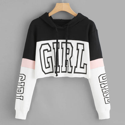Harajuku Women Streetwear Letter Crop Hoodie