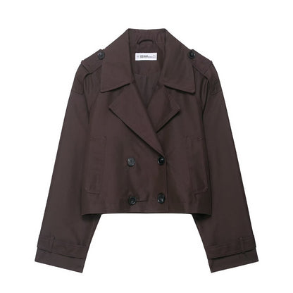 Casual Double-Breasted Short Trench Coat for Women